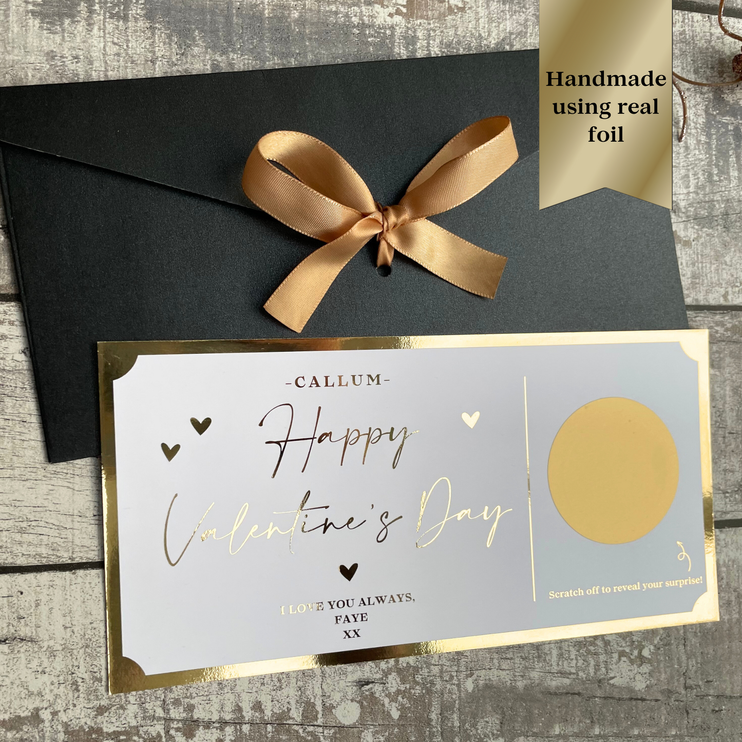 Valentines Surprise Reveal, Golden Ticket, Valentine's Scratch Card, Experience Gift Voucher, Valentine's card for him/her