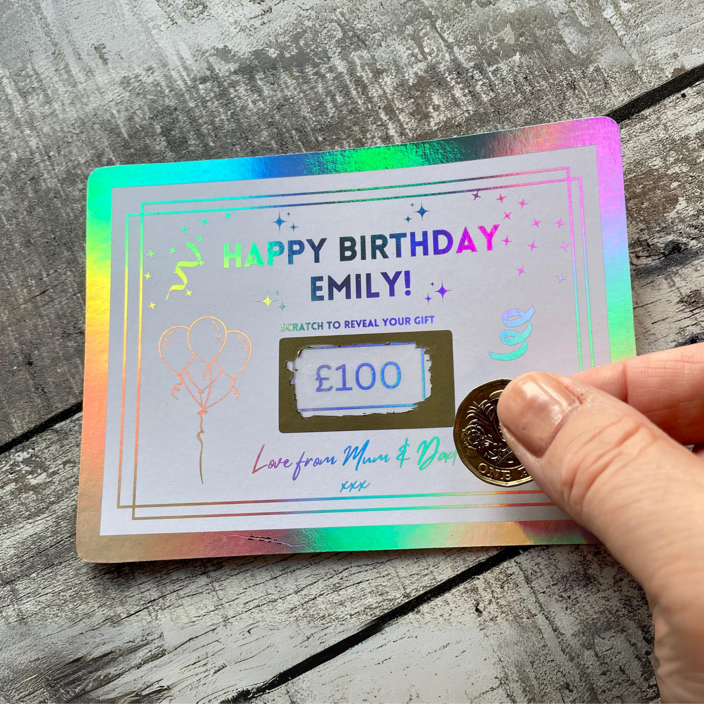 Mini Scratch-off Birthday Voucher, Surprise Birthday Money Voucher, Foil Voucher, Golden/luxury ticket, Birthday Money Ticket