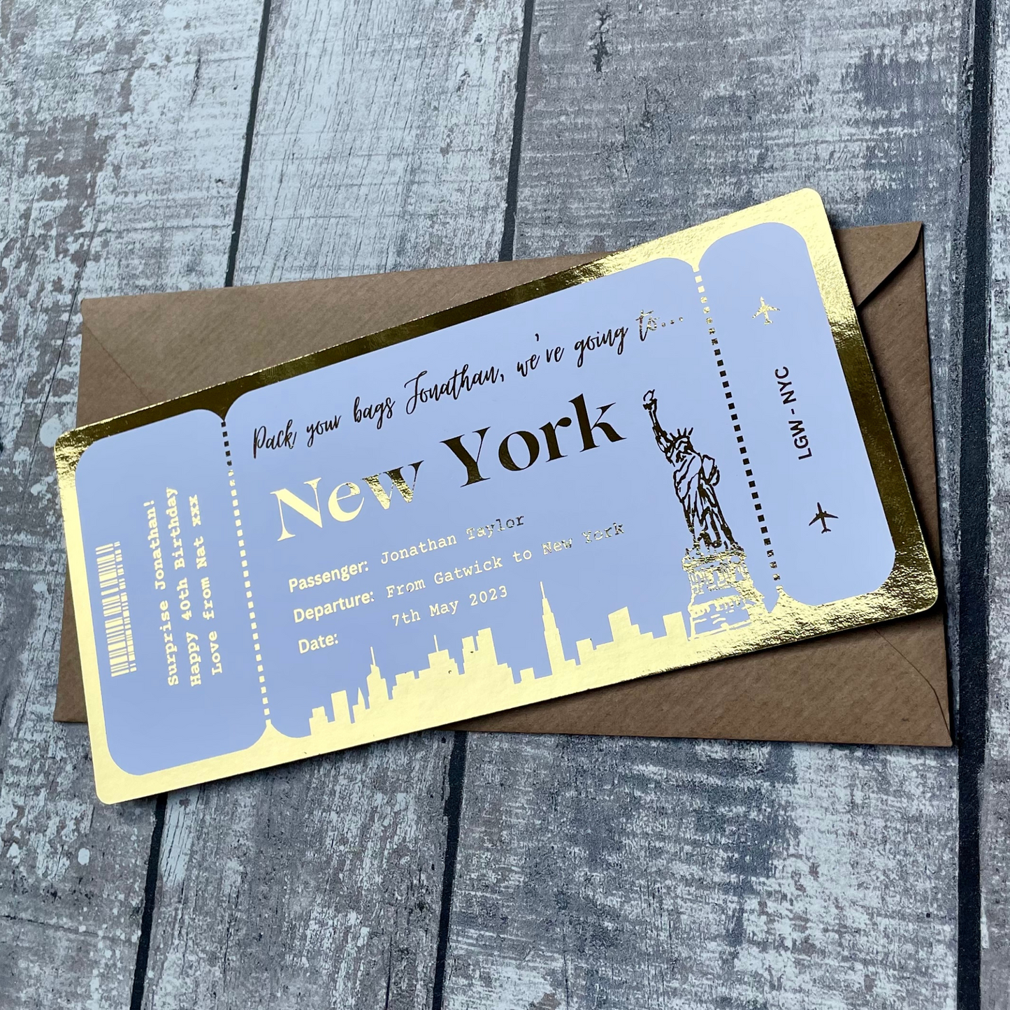 New York Boarding pass Gift