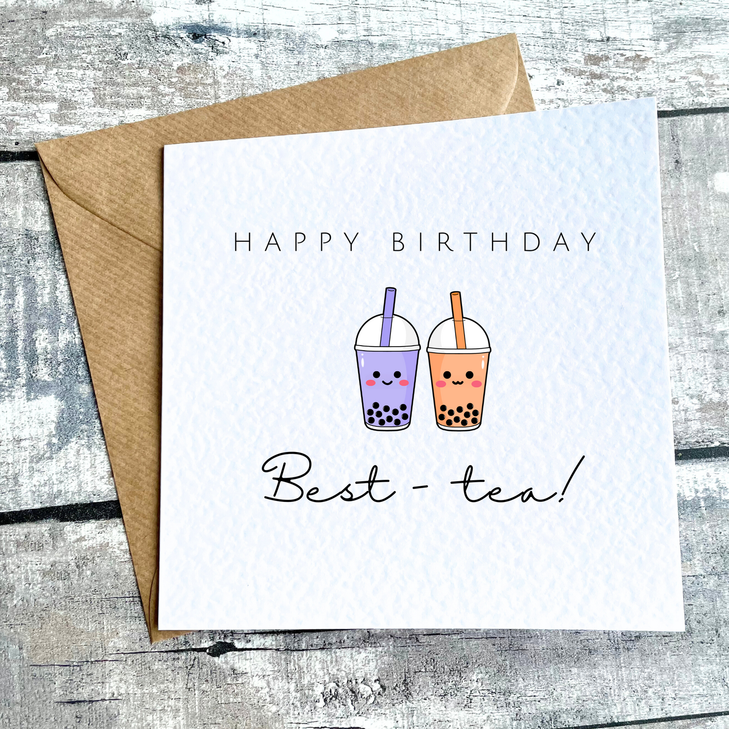 Happy Birthday Best-Tea Card | Bestie Card | Best Friend | Cute Friendship | White Greetings Card