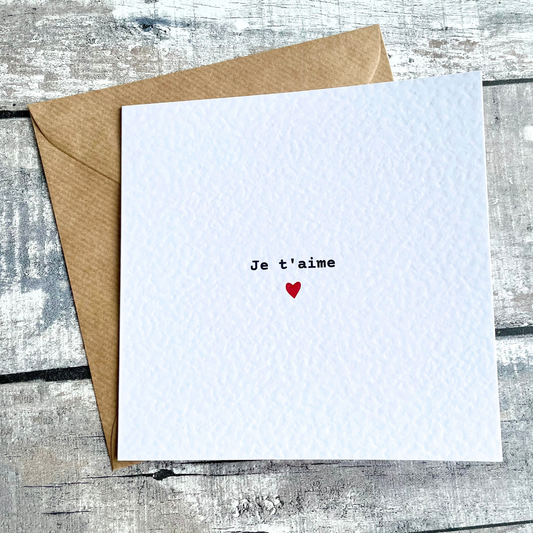 Je t'aime Card Typewriter | Valentine's Day | Anniversary Card