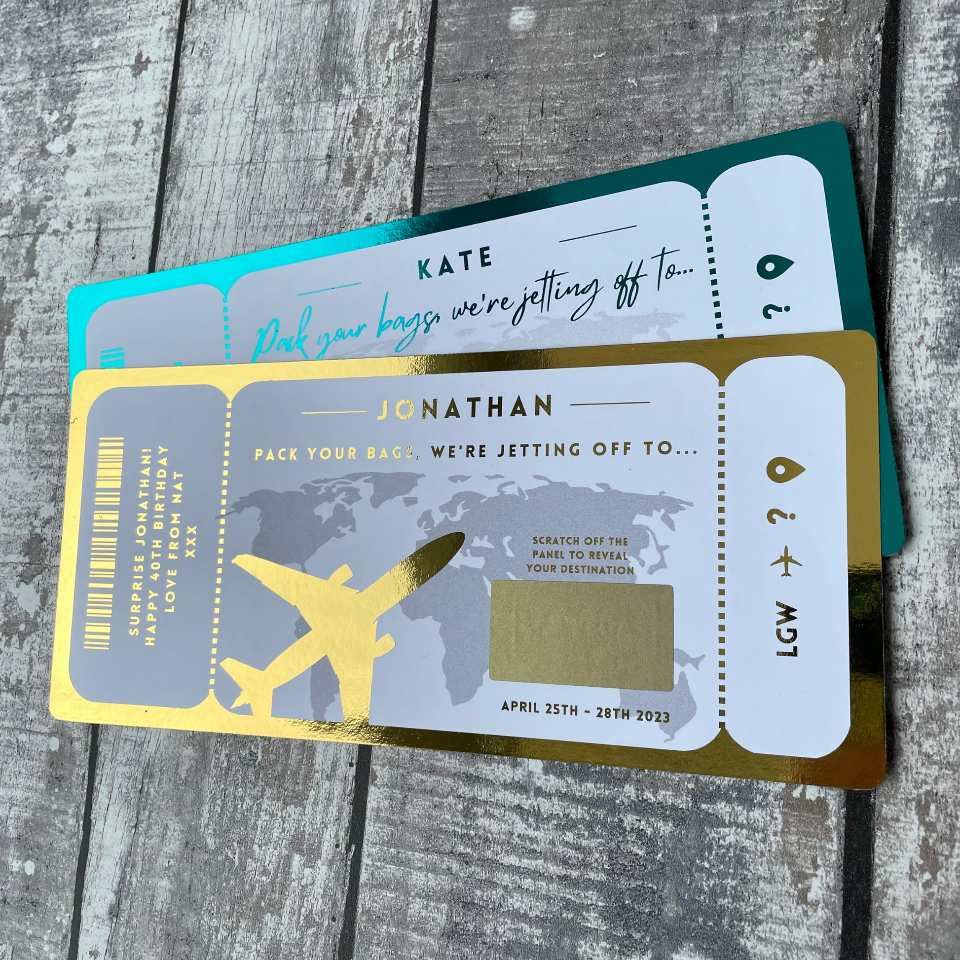 Scratch Surprise Boarding Card, Personalised Reveal Ticket