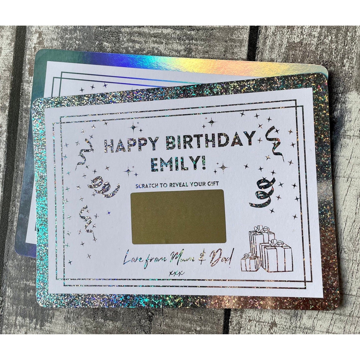 Mini Scratch-off Birthday Voucher, Surprise Birthday Money Voucher, Foil Voucher, Golden/luxury ticket, Birthday Money Ticket