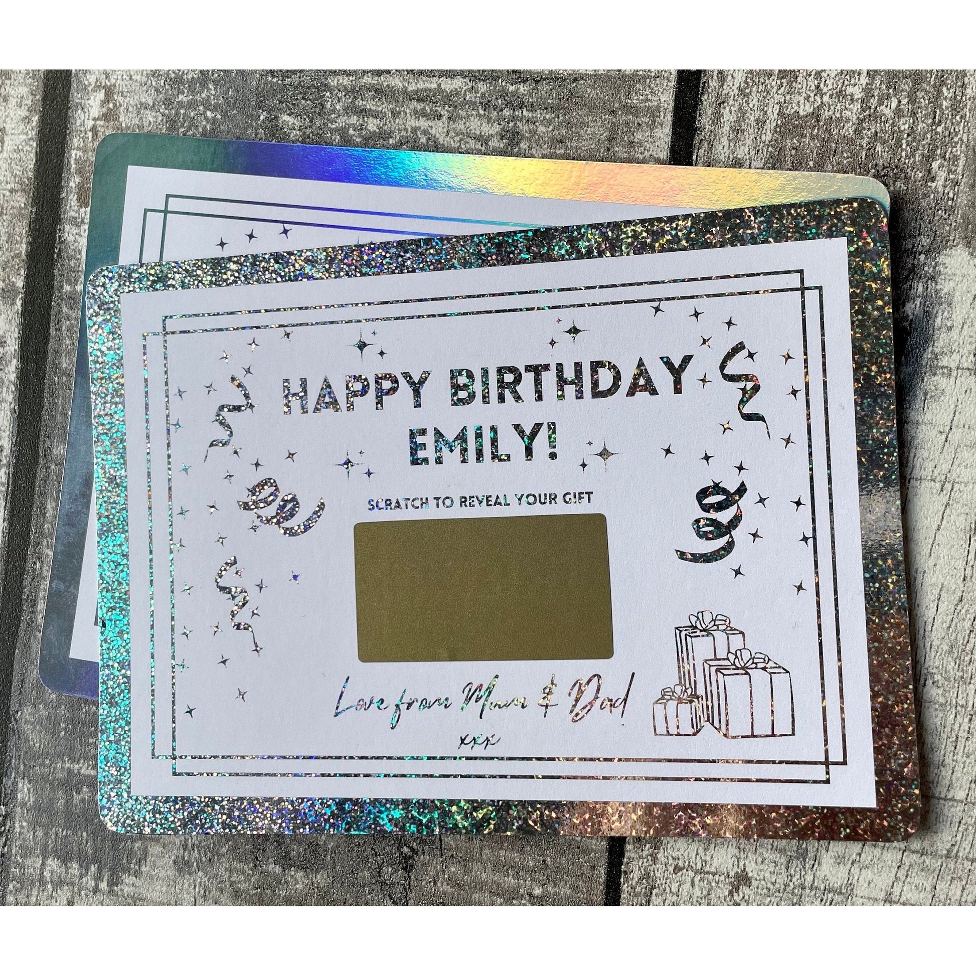 Mini Scratch-off Birthday Voucher, Surprise Birthday Money Voucher, Foil Voucher, Golden/luxury ticket, Birthday Money Ticket