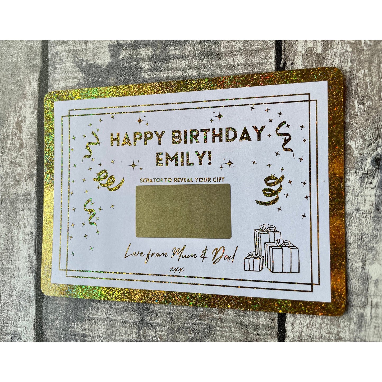 Mini Scratch-off Birthday Voucher, Surprise Birthday Money Voucher, Foil Voucher, Golden/luxury ticket, Birthday Money Ticket